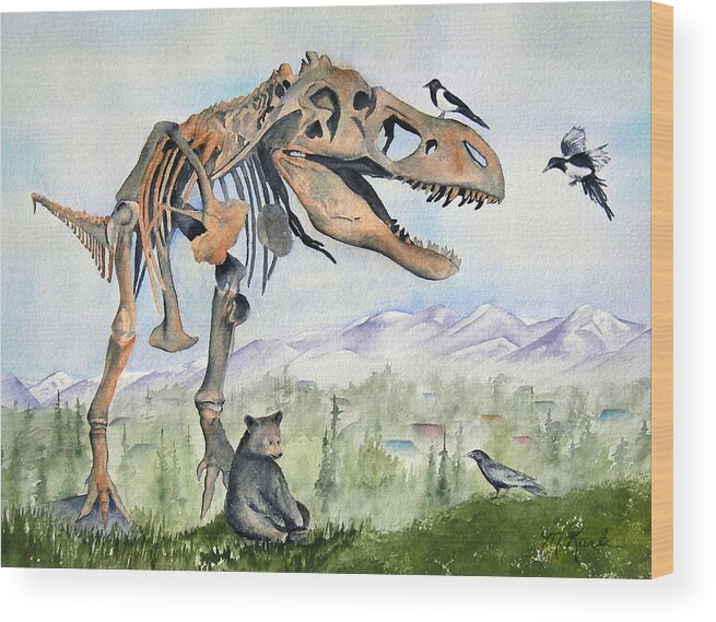 Bears Wood Print featuring the painting Carnivore Club by Marsha Karle