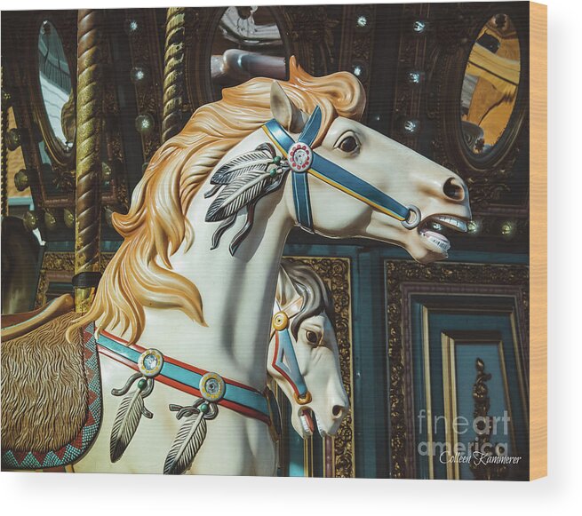 Carousels Wood Print featuring the photograph Carousel Horse Head by Colleen Kammerer