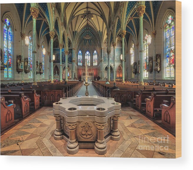 Savannah Georgia Wood Print featuring the photograph Cathedral of St. John the Baptist by Jerry Fornarotto