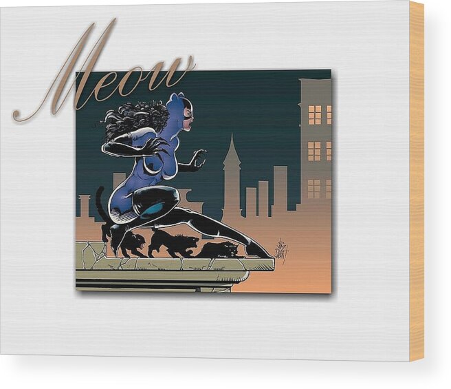 Catwoman Wood Print featuring the digital art Catwoman by Maye Loeser