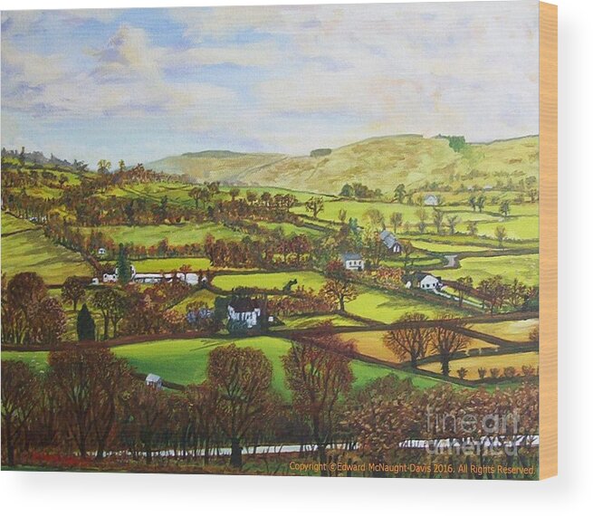 Cellan Lampeter Countryside View Painting Wood Print featuring the painting Cellan Lampeter Countryside View Painting by Edward McNaught-Davis