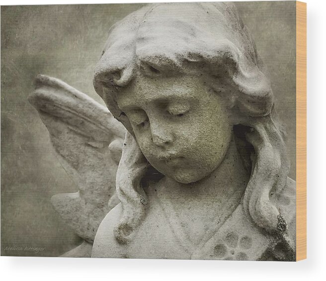 Angel Wood Print featuring the photograph Charleston Angel Child, Cemetery Angel by Melissa Bittinger