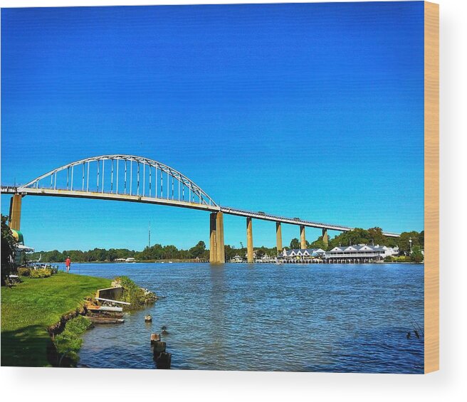 Bridge Wood Print featuring the photograph Chesapeake City Bridge by Chris Montcalmo