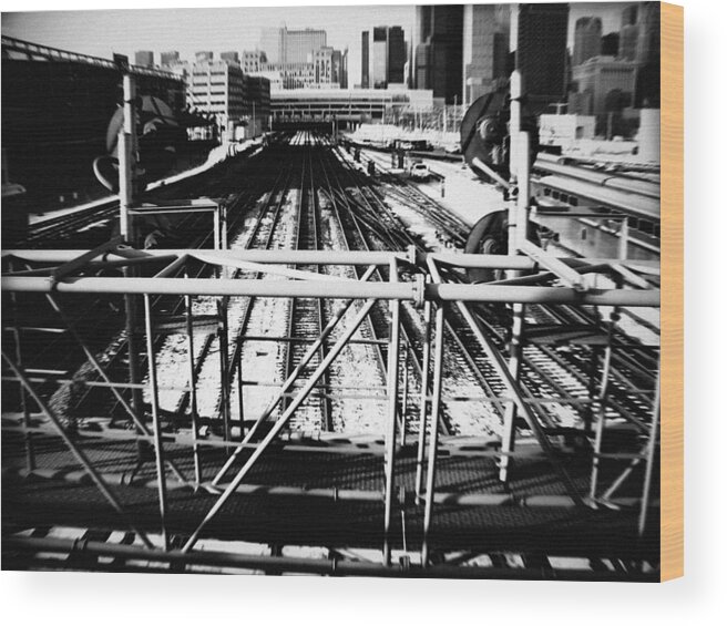 Downtown Wood Print featuring the photograph Chicago Railroad Yard by Kyle Hanson