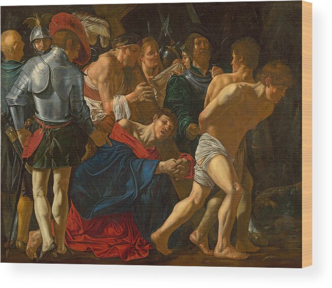 Cecco Del Caravaggio Wood Print featuring the painting Christ carrying the Cross by Cecco del Caravaggio
