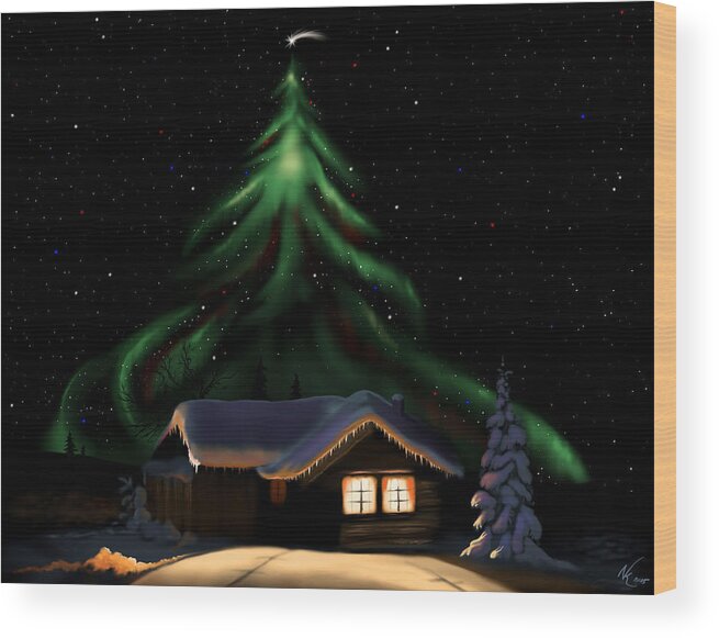 Christmas Wood Print featuring the digital art Christmas Lights by Norman Klein