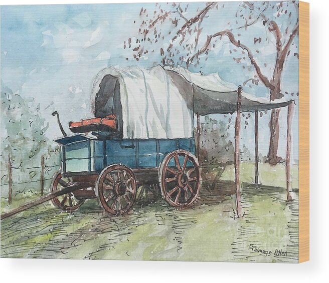 Cartersville Wood Print featuring the painting Chuck Wagon by Gretchen Allen