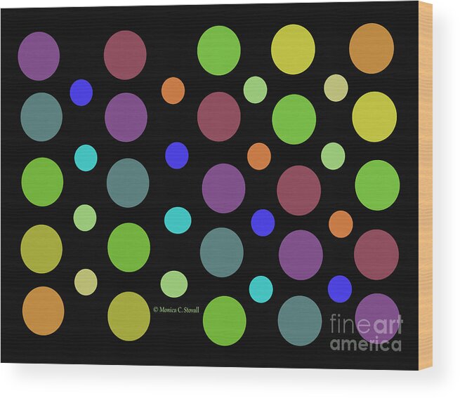 Circle Patterns Wood Print featuring the digital art Circles N Dots C21 by Monica C Stovall