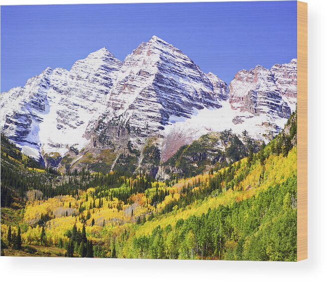 Americana Wood Print featuring the photograph Classic Maroon Bells by Marilyn Hunt