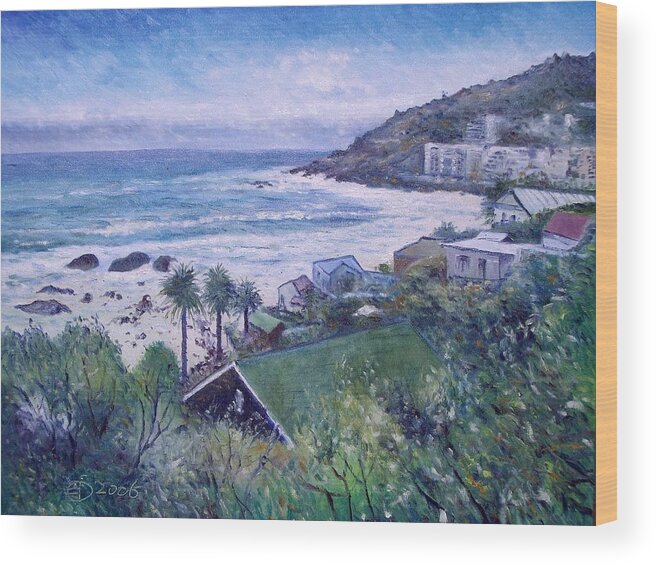 Clifton Beach Wood Print featuring the painting Clifton Beach Cape Town South Africa 2006 by Enver Larney