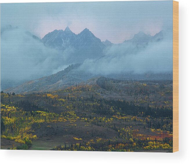 Mountains Wood Print featuring the photograph Cloudy Peaks by Aaron Spong