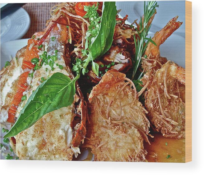 Food Wood Print featuring the photograph Coconut Shrimp by Diana Hatcher