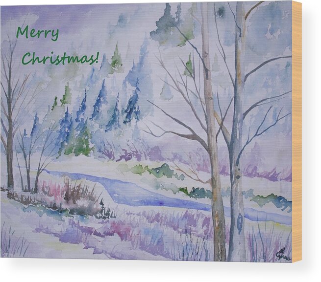 Merry Christmas Wood Print featuring the painting Colorado Clear Creek Christmas by Cascade Colors