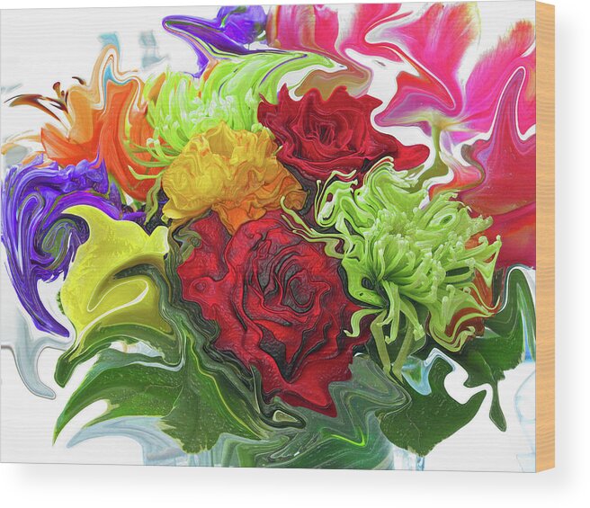 Abstract Wood Print featuring the photograph Colorful Bouquet by Kathy Moll