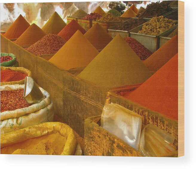 Horizontal Wood Print featuring the photograph Colorful Spices On Sale by Bashir Osman's Photography