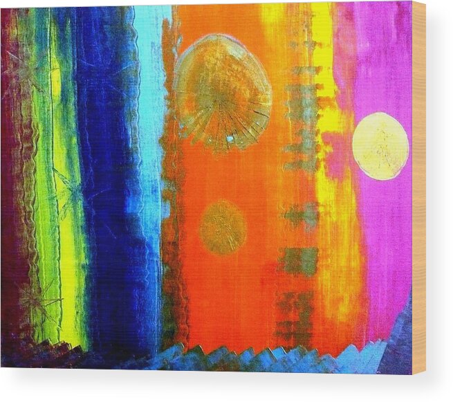 Contemporary Wood Print featuring the painting Colorz 1 by Piety Dsilva