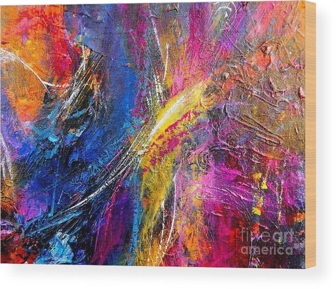 Abstract Expressionist Artwork Wood Print featuring the painting Come to call by Priscilla Batzell Expressionist Art Studio Gallery
