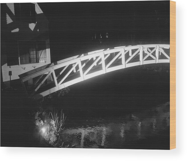Somesville White Black Bridge Maine Wood Print featuring the photograph Contrast from the Bridge by Lena Hatch