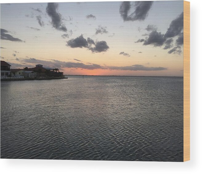 River Evening Sky Setting Sun Wood Print featuring the photograph Coral and Gray by Pamela J Bennett