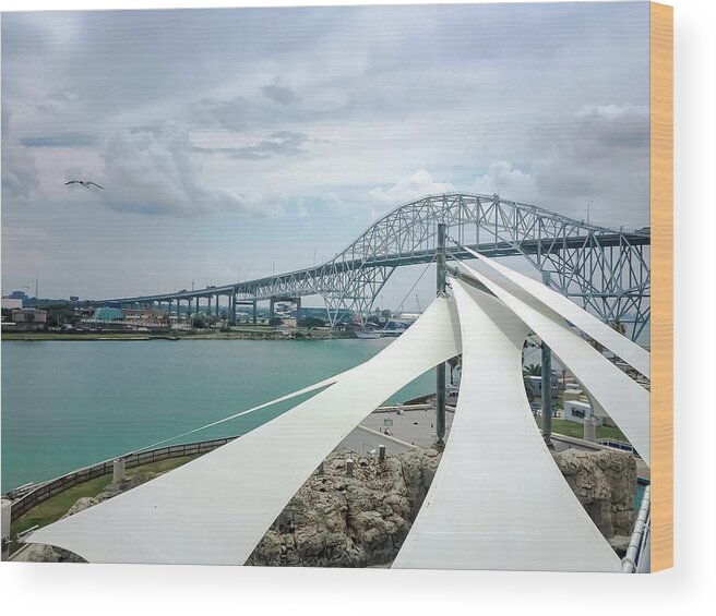 Corpus Christi Harbor Bridge Wood Print featuring the photograph Corpus Christi Harbor Bridge by Debra Martz