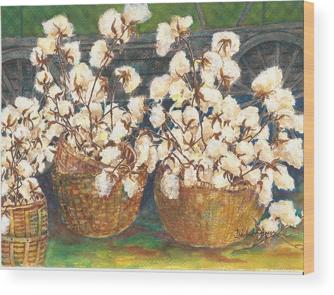 Cotton Wood Print featuring the painting Cotton Basket by Barbel Amos