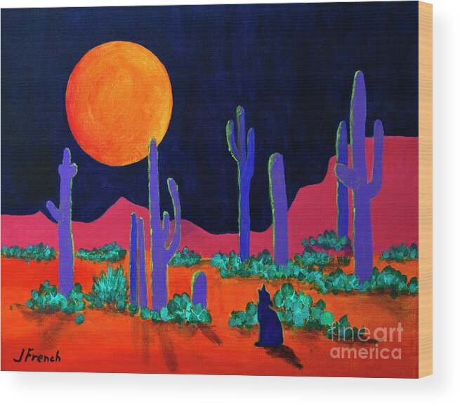 Art Wood Print featuring the painting Coyote Moon by Jeanette French