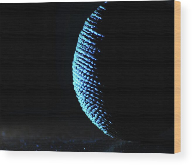Abstract Wood Print featuring the photograph Crescent Ball in Cyan by Scott Cordell