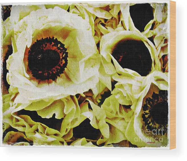 Poppy Wood Print featuring the photograph Crumpled White Poppies by Sarah Loft
