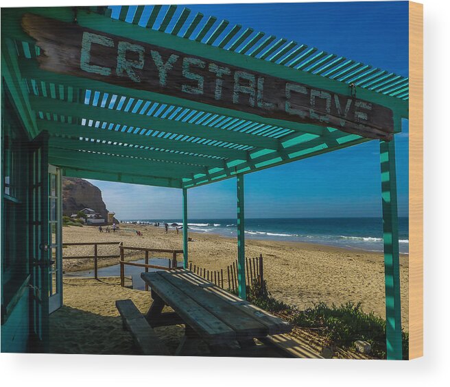 Crystal Cove Wood Print featuring the photograph Crystal Cove Store by Pamela Newcomb