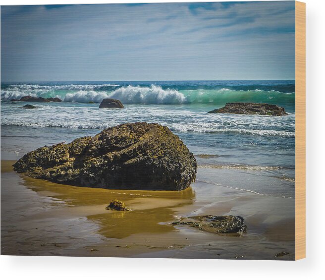 Crystal Cove Wood Print featuring the photograph Crystal Cove Surf by Pamela Newcomb