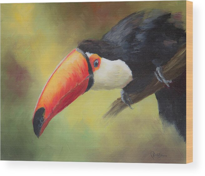 Toucan Wood Print featuring the painting Curious by Kirsty Rebecca