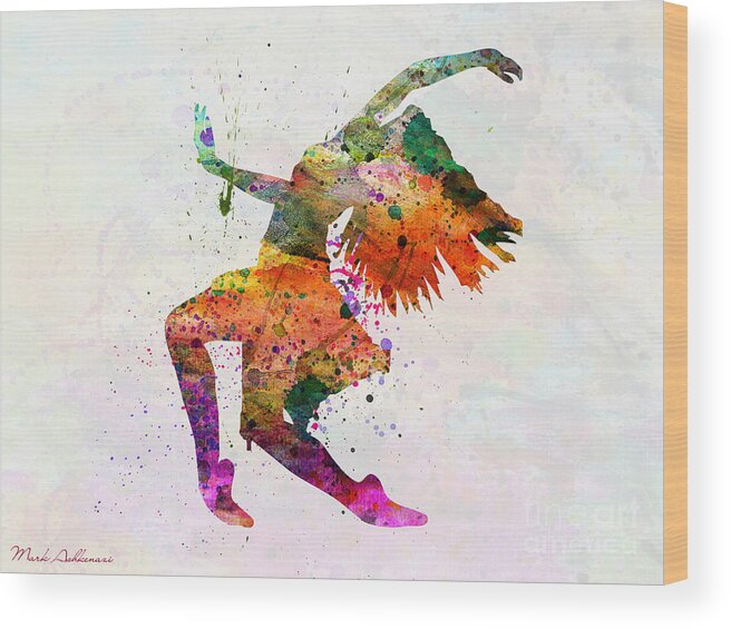 Dancing Wood Print featuring the painting Dancing To The Night by Mark Ashkenazi