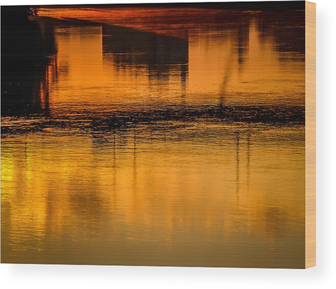 Danube Wood Print featuring the photograph Danube Glimmer by Pamela Newcomb