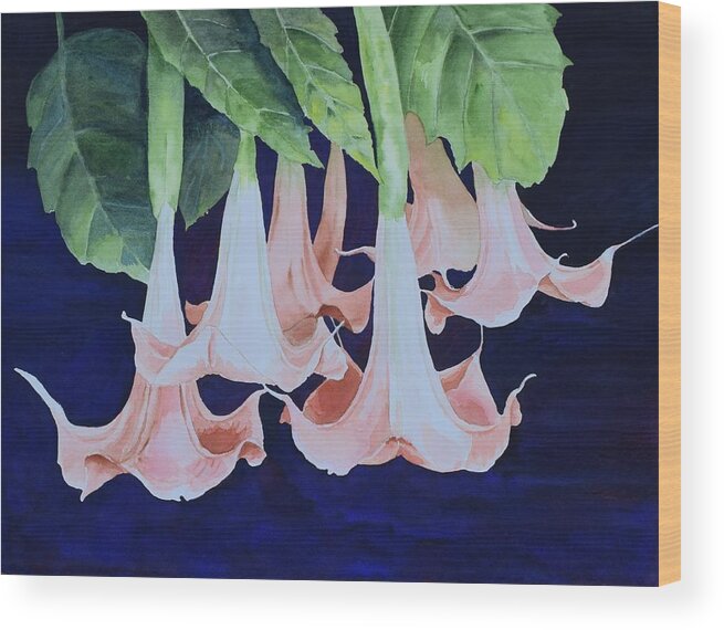 Datura Wood Print featuring the painting Datura by Celene Terry