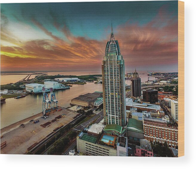 Mobile Wood Print featuring the photograph Dawn Over Mobile River by Michael Thomas