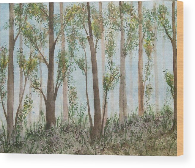 Forest Wood Print featuring the painting Day Forest by Susan Nielsen