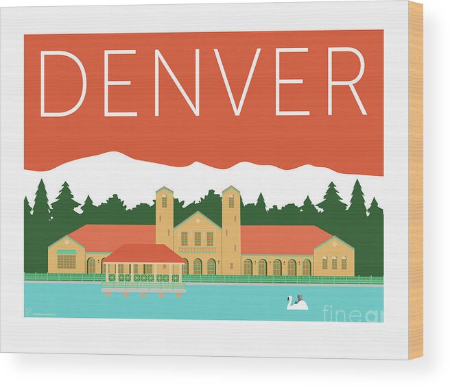 Denver Wood Print featuring the digital art DENVER City Park/Coral by Sam Brennan