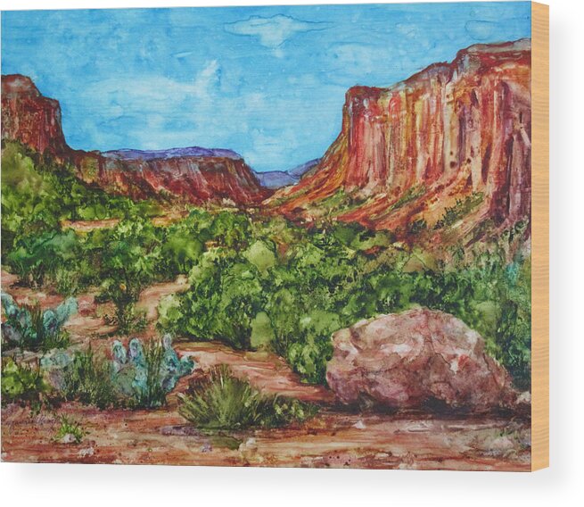 Southwest Wood Print featuring the painting Dominguez Canyon by Suzanne Krueger