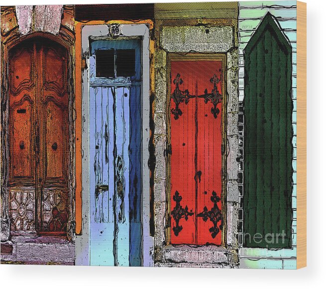 Doors Wood Print featuring the photograph Doors In A Row by Phil Perkins