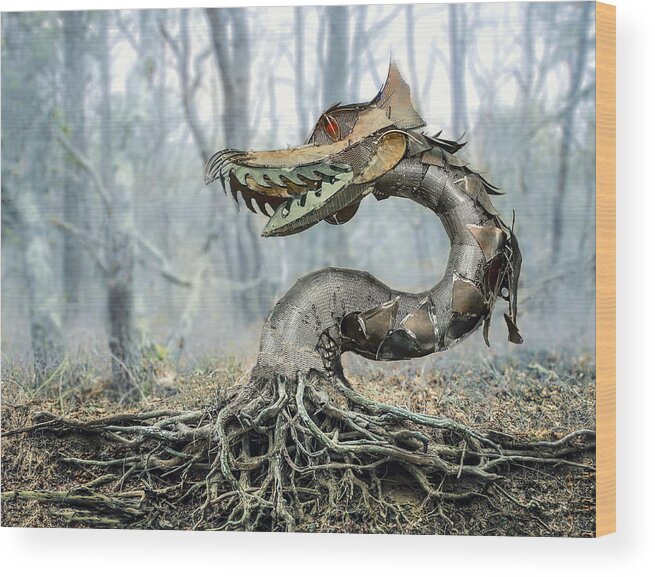Dragon Wood Print featuring the digital art Dragon Root by Rick Mosher