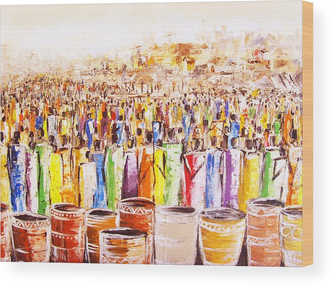 Nii Hylton Wood Print featuring the painting Drink Festival by Nii Hylton