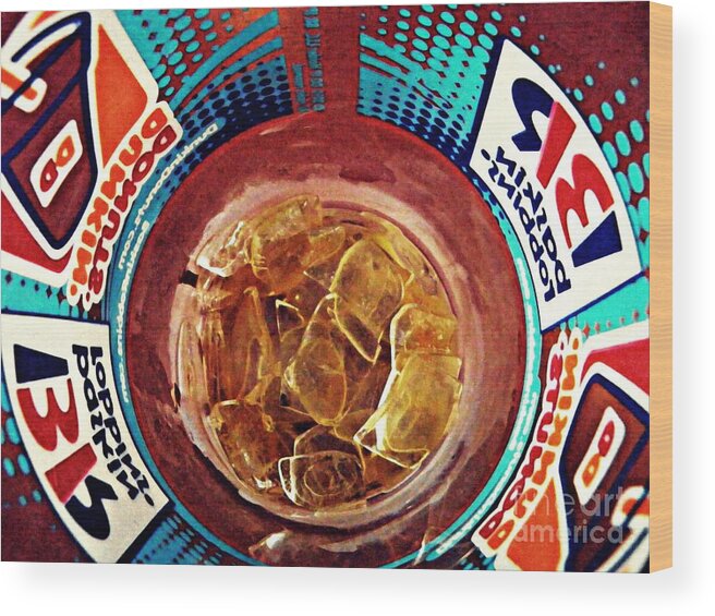 Plastic Cup Wood Print featuring the photograph Dunkin Ice Coffee 19 by Sarah Loft
