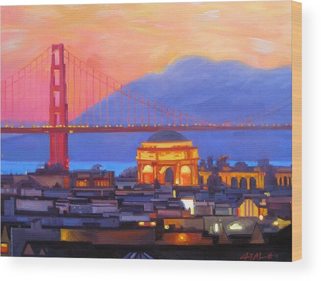 California Paintings Wood Print featuring the painting Dusky Rose by Aaron Memmott