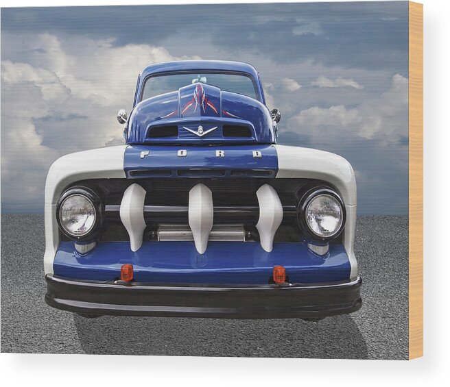 Ford Truck Wood Print featuring the photograph Early Fifties Ford V8 F-1 Truck by Gill Billington