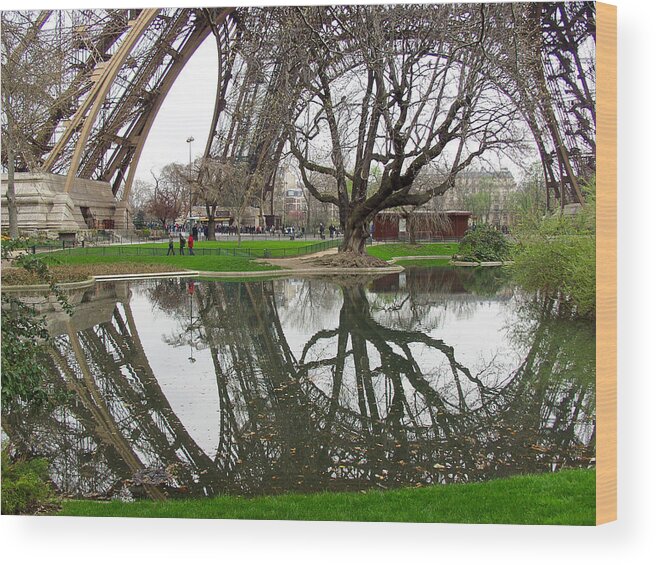 Eiffel Wood Print featuring the photograph Eiffel Base Reflection by Mark Currier