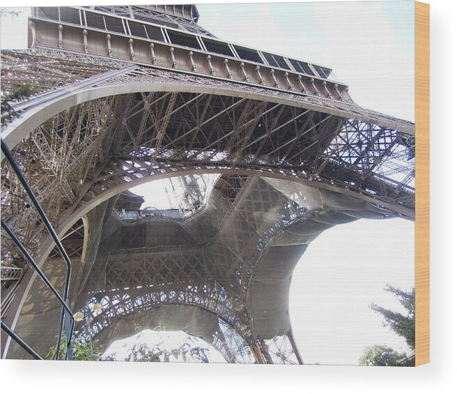 Eiffel Tower Wood Print featuring the photograph Eiffel Tower Tarped in Clouds Paris France by John Shiron