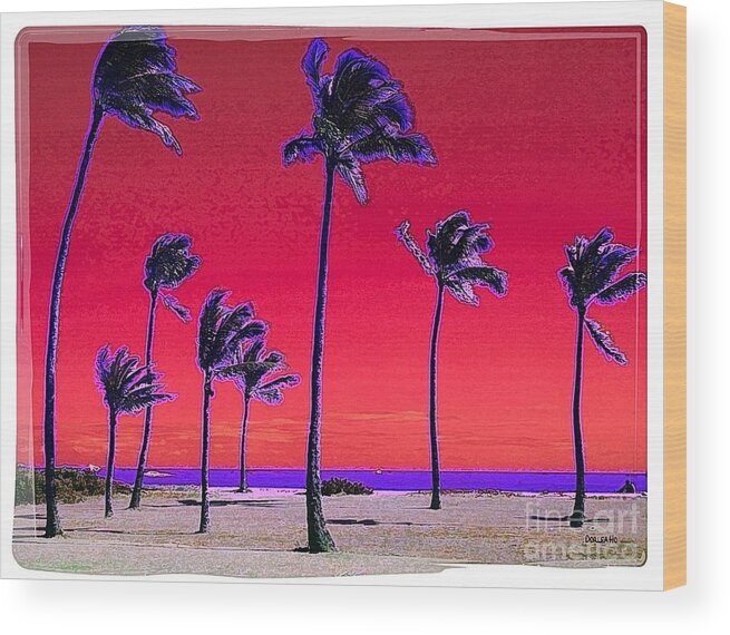 Hawaii Wood Print featuring the digital art Eight Palms by Dorlea Ho