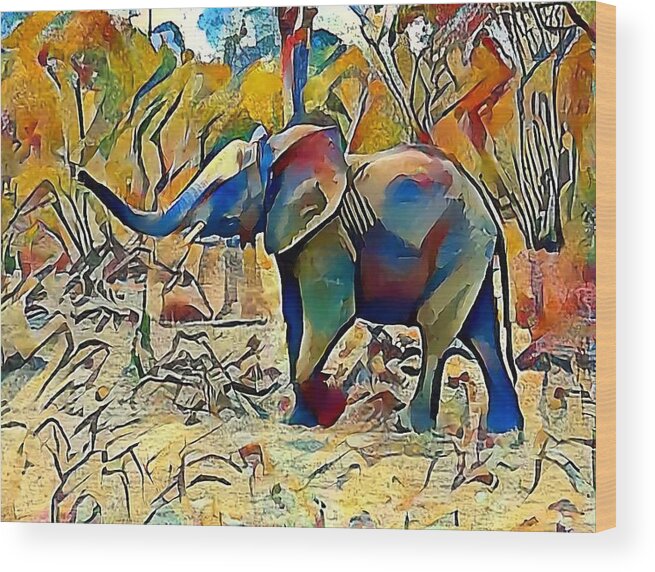 Elephant Wood Print featuring the photograph Ellie by Gini Moore