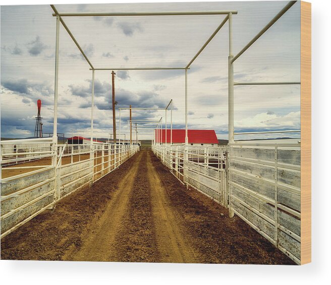 Corrals Wood Print featuring the photograph Empty Corrals by Mountain Dreams