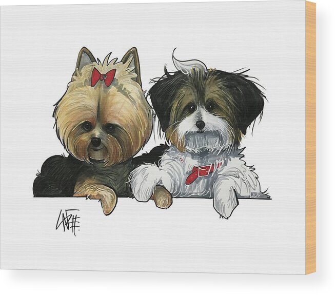 Yorkie Wood Print featuring the drawing Escalera 3570 by John LaFree